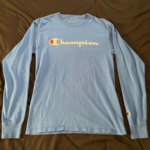 Champion Light Blue Crewneck Tee with Script Logo